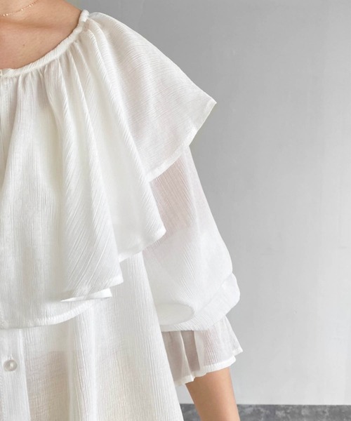 Birthday room（バースデイルーム）の「楊柳シフォンラッフルチュニック（シャツ/ブラウス・レディース・ホワイト/ブラック/ミント・FREE）」の22枚目の写真