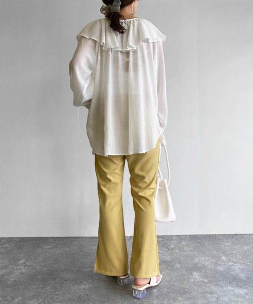 Birthday room（バースデイルーム）の「楊柳シフォンラッフルチュニック（シャツ/ブラウス・レディース・ホワイト/ブラック/ミント・FREE）」の8枚目の写真