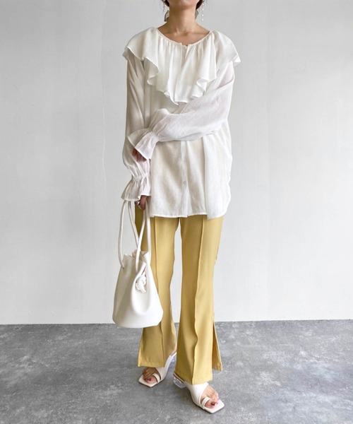 Birthday room（バースデイルーム）の「楊柳シフォンラッフルチュニック（シャツ/ブラウス・レディース・ホワイト/ブラック/ミント・FREE）」の20枚目の写真