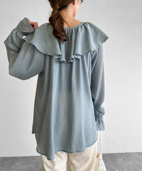 Birthday room（バースデイルーム）の「楊柳シフォンラッフルチュニック（シャツ/ブラウス・レディース・ホワイト/ブラック/ミント・FREE）」の21枚目の写真