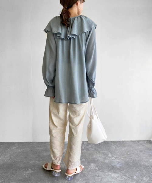 Birthday room（バースデイルーム）の「楊柳シフォンラッフルチュニック（シャツ/ブラウス・レディース・ホワイト/ブラック/ミント・FREE）」の13枚目の写真