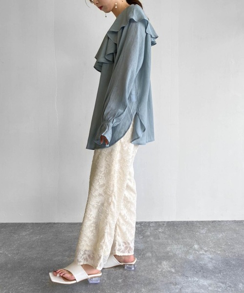 Birthday room（バースデイルーム）の「楊柳シフォンラッフルチュニック（シャツ/ブラウス・レディース・ホワイト/ブラック/ミント・FREE）」の14枚目の写真