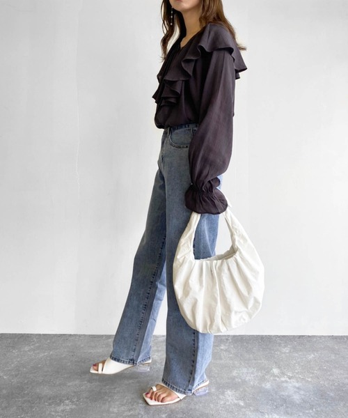 Birthday room（バースデイルーム）の「楊柳シフォンラッフルチュニック（シャツ/ブラウス・レディース・ホワイト/ブラック/ミント・FREE）」の11枚目の写真