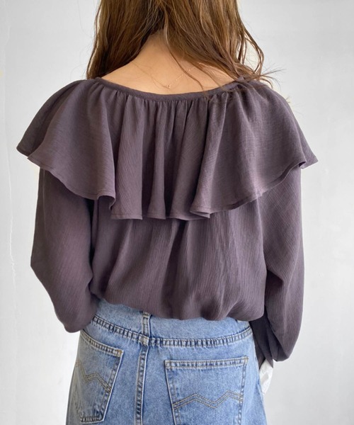 Birthday room（バースデイルーム）の「楊柳シフォンラッフルチュニック（シャツ/ブラウス・レディース・ホワイト/ブラック/ミント・FREE）」の7枚目の写真