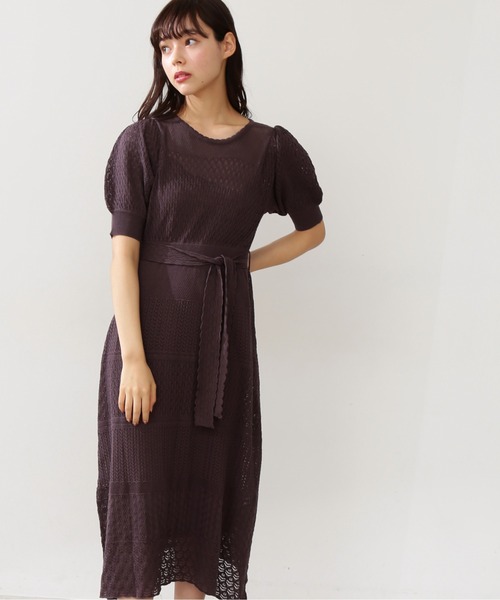 JILL by JILL STUART（ジルバイジルスチュアート）の「◇クロシェニットワンピース（ワンピース・レディース・ホワイト/ブラウン/ライトグリーン/ピンク・FREE）」の3枚目の写真