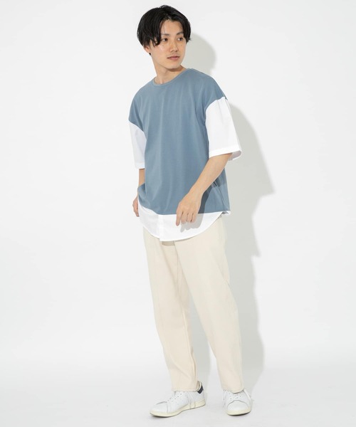 ITEMS URBANRESEARCH（アイテムズ アーバンリサーチ）の「布帛切り替えTシャツ（Tシャツ/カットソー・メンズ・ブラック/グレー/ブルー/グリーン・MEDIUM/LARGE）」の12枚目の写真