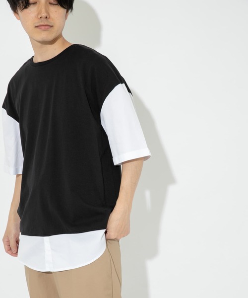 ITEMS URBANRESEARCH（アイテムズ アーバンリサーチ）の「布帛切り替えTシャツ（Tシャツ/カットソー・メンズ・ブラック/グレー/ブルー/グリーン・MEDIUM/LARGE）」の18枚目の写真