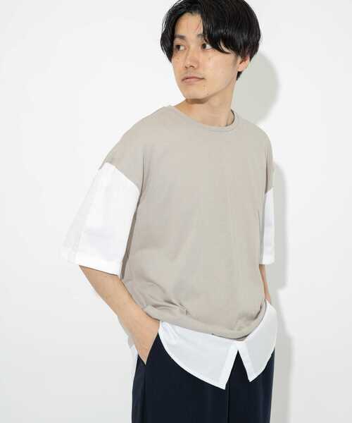 ITEMS URBANRESEARCH（アイテムズ アーバンリサーチ）の「布帛切り替えTシャツ（Tシャツ/カットソー・メンズ・ブラック/グレー/ブルー/グリーン・MEDIUM/LARGE）」の16枚目の写真