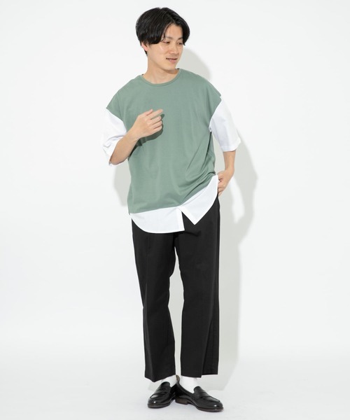 ITEMS URBANRESEARCH（アイテムズ アーバンリサーチ）の「布帛切り替えTシャツ（Tシャツ/カットソー・メンズ・ブラック/グレー/ブルー/グリーン・MEDIUM/LARGE）」の10枚目の写真