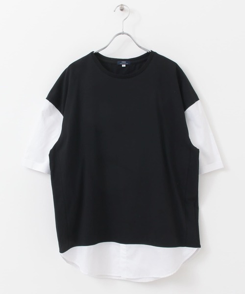 ITEMS URBANRESEARCH（アイテムズ アーバンリサーチ）の「布帛切り替えTシャツ（Tシャツ/カットソー・メンズ・ブラック/グレー/ブルー/グリーン・MEDIUM/LARGE）」の6枚目の写真