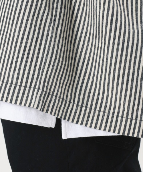 make a ray!（メイク ア レイ！）の「バッグ刺繍 Drink＆Glass イラスト刺繍 ビックシルエット 長袖シャツ/ ワークシャツ（シャツ/ブラウス・メンズ・ネイビー/サックスブルー・M/L/XL）」の11枚目の写真