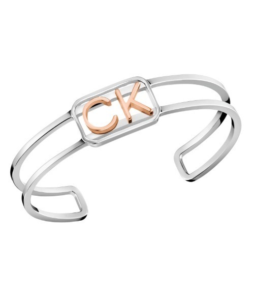 CALVIN KLEIN WATCHES+JEWELRY（カルバン・クライン ウォッチ＆ジュエリー）の「[カルバンクライン] CALVIN KLEIN バングル Dashing（ダッシング） シルバーｘピンクゴールド（バングル/リストバンド・レディース・シルバー×ゴールド・S/M）」の2枚目の写真