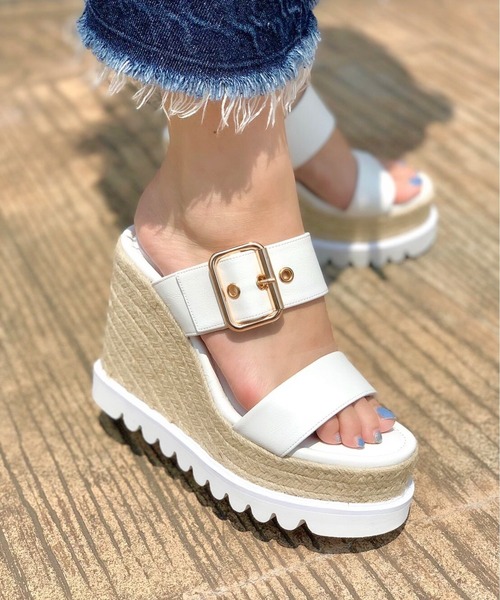 ESPERANZA(エスペランサ)の「◆【残りわずか】バックルバンドジュートウエッジサンダル(サンダル・レディース・ブラック/ホワイト系その他7/アイボリー/ネイビー系6・S/LL/M/L)」の2枚目の写真