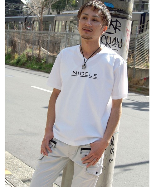 NICOLE CLUB FOR MEN（ニコルクラブフォーメン）の「ダブルシルケットロゴプリントTシャツ（Tシャツ/カットソー・メンズ・ホワイト/その他1/ブラック/その他4/その他3/その他2・X-LARGE/MEDIUM/LARGE/XX-LARGE）」の2枚目の写真