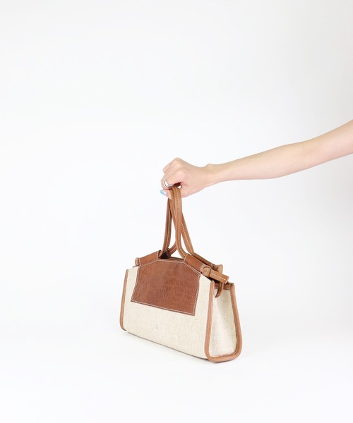 atneK（アトネック）の「【atneK】クロコリネンスクエアトート S（トートバッグ・レディース・ホワイト×ブラウン・FREE）」の5枚目の写真