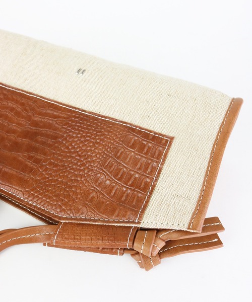 atneK（アトネック）の「【atneK】クロコリネンスクエアトート S（トートバッグ・レディース・ホワイト×ブラウン・FREE）」の10枚目の写真