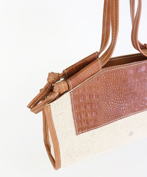 atneK（アトネック）の「【atneK】クロコリネンスクエアトート S（トートバッグ・レディース・ホワイト×ブラウン・FREE）」の13枚目の写真