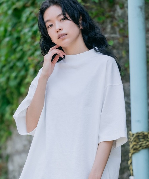 Velva Sheen（ベルバシーン）の「Velva Sheen/ベルバシーン MOCKNECK TEE モックネック半袖Tシャツ/Tシャツ/無地（Tシャツ/カットソー・メンズ・ホワイト/ブラック/パープル/ミント/グレイッシュベージュ・M/L）」の2枚目の写真