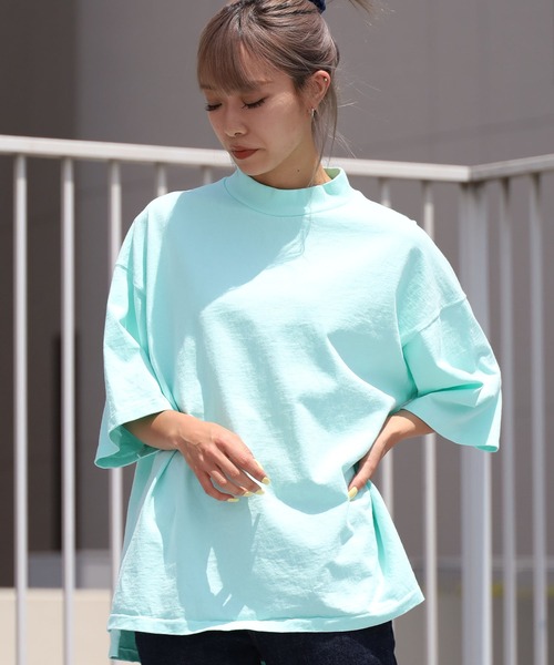 Velva Sheen（ベルバシーン）の「Velva Sheen/ベルバシーン MOCKNECK TEE モックネック半袖Tシャツ/Tシャツ/無地（Tシャツ/カットソー・メンズ・ホワイト/ブラック/パープル/ミント/グレイッシュベージュ・M/L）」の5枚目の写真