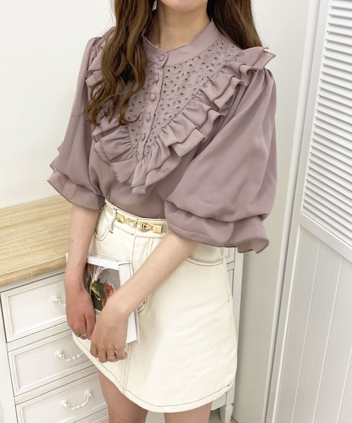 apres jour(アプレジュール)の「コットンレース使いフリルブラウス【ZOZOTOWN限定アイテム】(シャツ/ブラウス・レディース・ブラック/オフホワイト/ピンク・X-LARGE/フリー)」の16枚目の写真