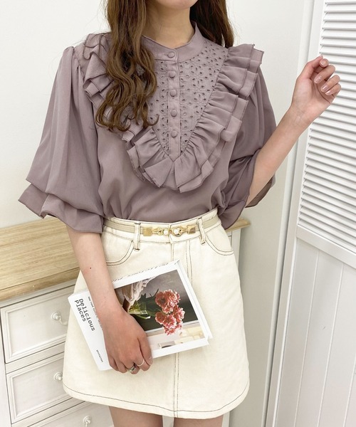 apres jour(アプレジュール)の「コットンレース使いフリルブラウス【ZOZOTOWN限定アイテム】(シャツ/ブラウス・レディース・ブラック/オフホワイト/ピンク・X-LARGE/フリー)」の22枚目の写真