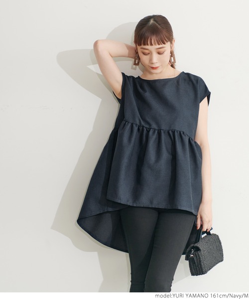 coca(coca)(コカ)の「リネンライクギャザーブラウス(シャツ/ブラウス・レディース・ベージュ/ネイビー・M/L)」の12枚目の写真