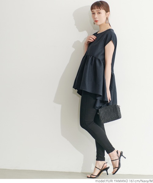 coca(coca)(コカ)の「リネンライクギャザーブラウス(シャツ/ブラウス・レディース・ベージュ/ネイビー・M/L)」の14枚目の写真