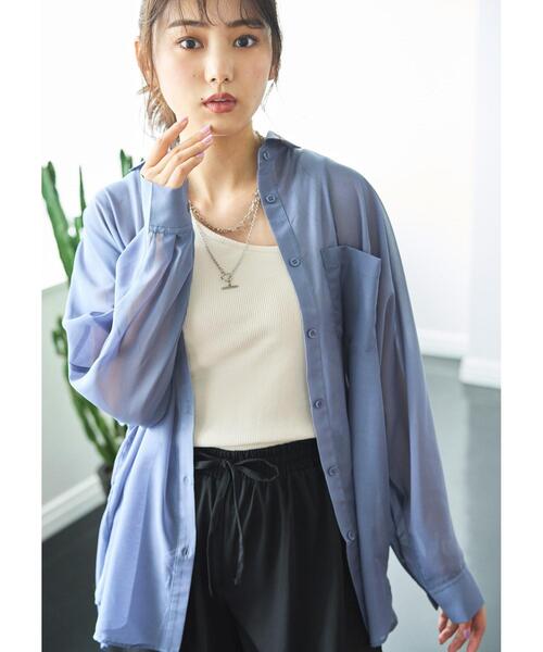 INGNI（イング）の「シアードルマン／シャツ／A（シャツ/ブラウス・レディース・ブラック/ブラウン/ライトカーキ/アイボリー/パープル/ブルー/グレー系その他/ブルー系3/オレンジ系その他3・M）」の18枚目の写真