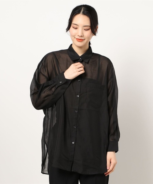 INGNI（イング）の「シアードルマン／シャツ／A（シャツ/ブラウス・レディース・ブラック/ブラウン/ライトカーキ/アイボリー/パープル/ブルー/グレー系その他/ブルー系3/オレンジ系その他3・M）」の3枚目の写真