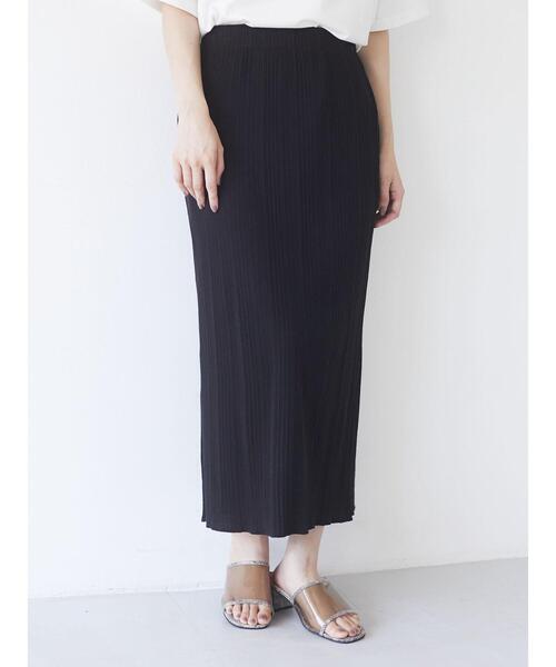 Green　Parks（グリーンパークス）の「ランダムリブタイトスカート＊（スカート・レディース・ブラック/ブラウン/カーキ/ライトベージュ・FREE）」の14枚目の写真