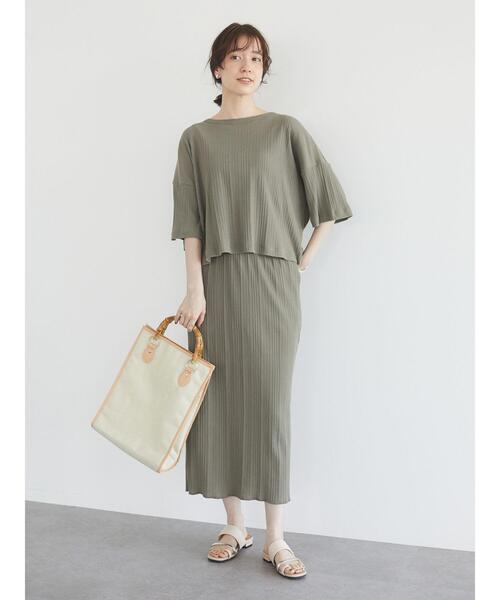 Green　Parks（グリーンパークス）の「ランダムリブタイトスカート＊（スカート・レディース・ブラック/ブラウン/カーキ/ライトベージュ・FREE）」の18枚目の写真