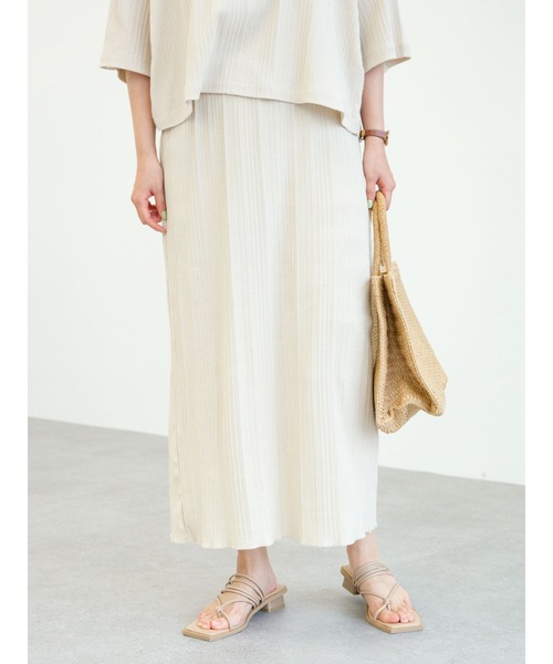 Green　Parks（グリーンパークス）の「ランダムリブタイトスカート＊（スカート・レディース・ブラック/ブラウン/カーキ/ライトベージュ・FREE）」の3枚目の写真