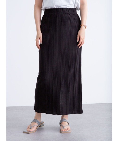 Green　Parks（グリーンパークス）の「ランダムリブタイトスカート＊（スカート・レディース・ブラック/ブラウン/カーキ/ライトベージュ・FREE）」の2枚目の写真