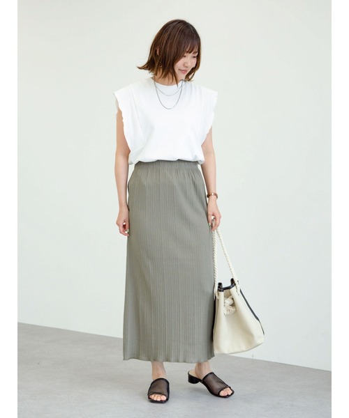 Green　Parks（グリーンパークス）の「ランダムリブタイトスカート＊（スカート・レディース・ブラック/ブラウン/カーキ/ライトベージュ・FREE）」の6枚目の写真