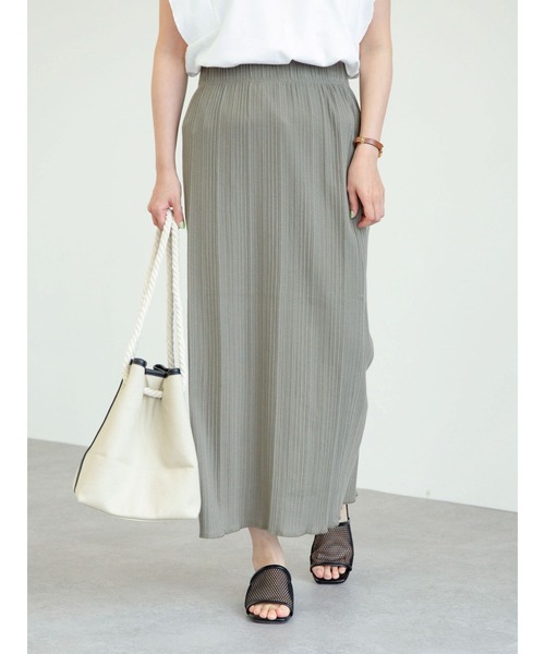 Green　Parks（グリーンパークス）の「ランダムリブタイトスカート＊（スカート・レディース・ブラック/ブラウン/カーキ/ライトベージュ・FREE）」の7枚目の写真