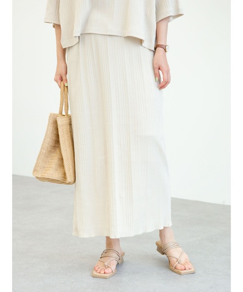 Green　Parks（グリーンパークス）の「ランダムリブタイトスカート＊（スカート・レディース・ブラック/ブラウン/カーキ/ライトベージュ・FREE）」の8枚目の写真