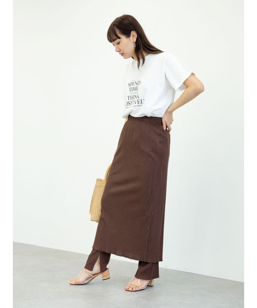 Green　Parks（グリーンパークス）の「ランダムリブタイトスカート＊（スカート・レディース・ブラック/ブラウン/カーキ/ライトベージュ・FREE）」の9枚目の写真