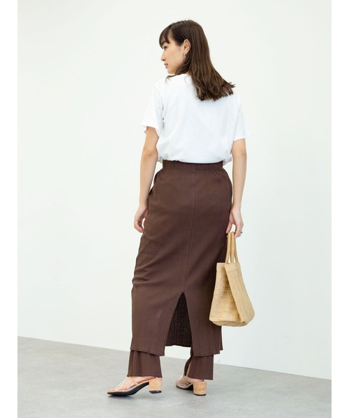 Green　Parks（グリーンパークス）の「ランダムリブタイトスカート＊（スカート・レディース・ブラック/ブラウン/カーキ/ライトベージュ・FREE）」の11枚目の写真