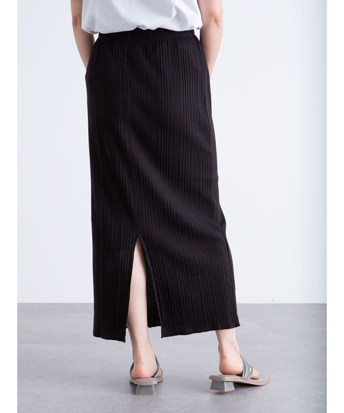 Green　Parks（グリーンパークス）の「ランダムリブタイトスカート＊（スカート・レディース・ブラック/ブラウン/カーキ/ライトベージュ・FREE）」の12枚目の写真