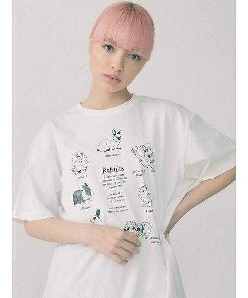merry jenny(メリージェニー)の「うさぎ図鑑Tee(Tシャツ/カットソー・レディース・オフホワイト/ピンク/ブラック・FREE)」の11枚目の写真