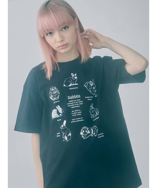 merry jenny(メリージェニー)の「うさぎ図鑑Tee(Tシャツ/カットソー・レディース・オフホワイト/ピンク/ブラック・FREE)」の20枚目の写真
