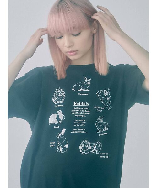 merry jenny(メリージェニー)の「うさぎ図鑑Tee(Tシャツ/カットソー・レディース・オフホワイト/ピンク/ブラック・FREE)」の21枚目の写真