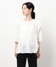 Samansa Mos2 | 綿クレープフリルブラウス(シャツ/ブラウス)