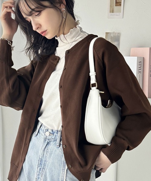 classicalelf（クラシカルエルフ）の「手に取った瞬間、ふわっ。前後2wayで楽しむ万能カーディガン（カーディガン/ボレロ・レディース・ブラック/ブラウン/グレー/グレイッシュベージュ/グリーン/ピンク/イエロー/アイボリー・MEDIUM/LARGE/X-LARGE/SMALL）」の9枚目の写真