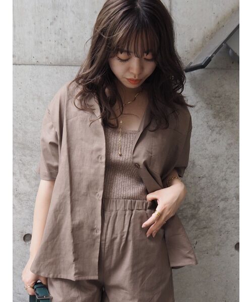 EVRIS（エヴリス）の「リネンブレンドハーフパンツ（その他パンツ・レディース・ブラウン/アイボリー・FREE）」の3枚目の写真