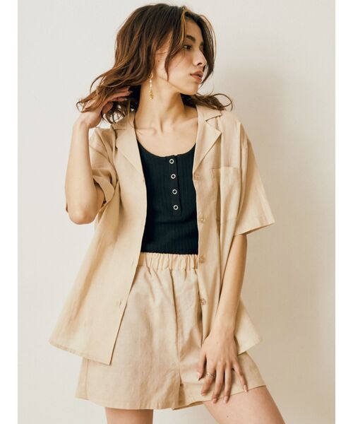 EVRIS（エヴリス）の「リネンブレンドハーフパンツ（その他パンツ・レディース・ブラウン/アイボリー・FREE）」の9枚目の写真