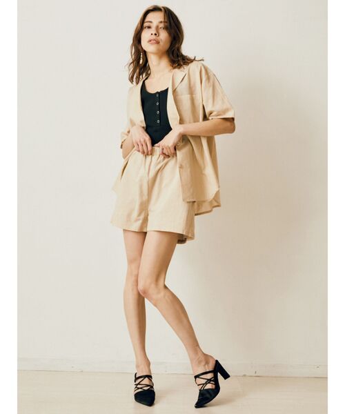 EVRIS（エヴリス）の「リネンブレンドハーフパンツ（その他パンツ・レディース・ブラウン/アイボリー・FREE）」の10枚目の写真