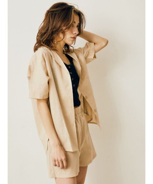 EVRIS（エヴリス）の「リネンブレンドハーフパンツ（その他パンツ・レディース・ブラウン/アイボリー・FREE）」の12枚目の写真