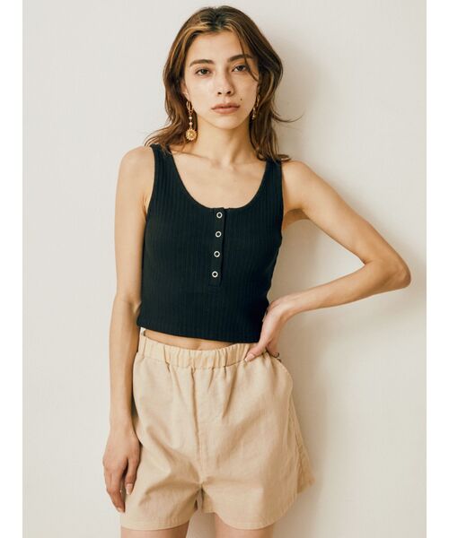 EVRIS（エヴリス）の「リネンブレンドハーフパンツ（その他パンツ・レディース・ブラウン/アイボリー・FREE）」の14枚目の写真