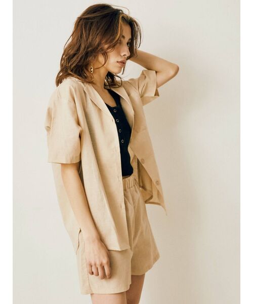 EVRIS（エヴリス）の「リネンブレンドハーフパンツ（その他パンツ・レディース・ブラウン/アイボリー・FREE）」の18枚目の写真